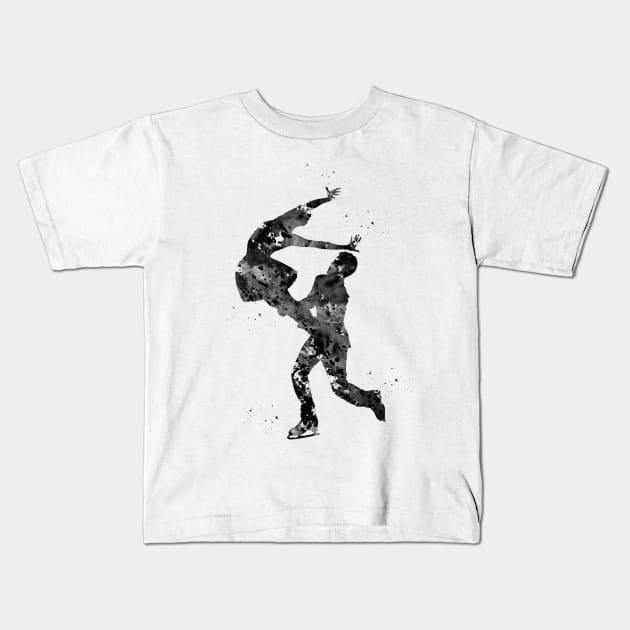 Couple Figure Skating Kids T-Shirt by erzebeth